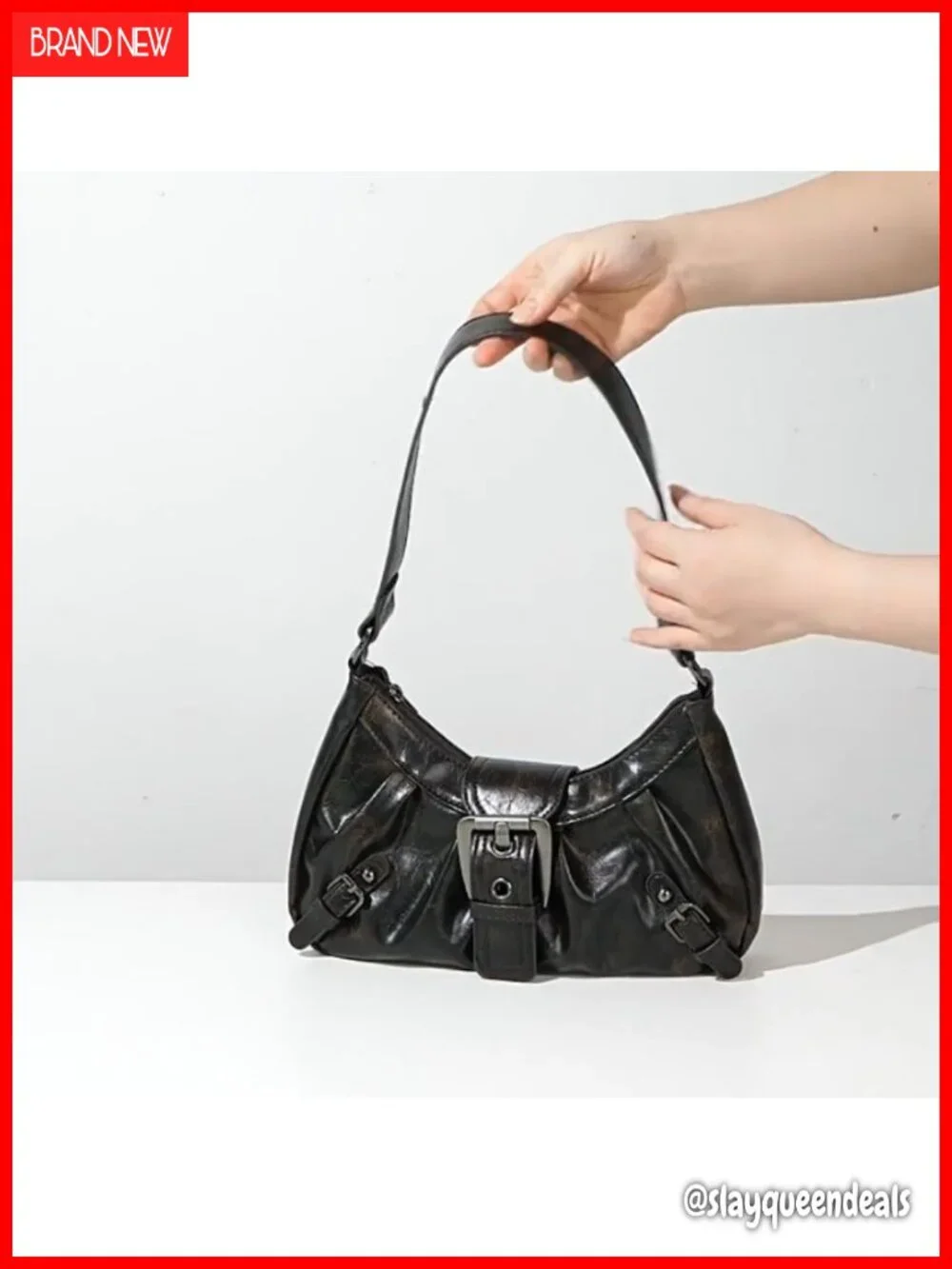 Faux Leather Y2K Hobo Shoulder Bag with Top Handle